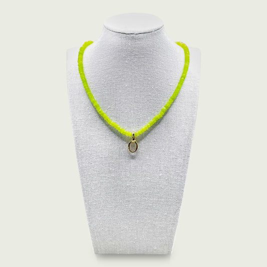 Beaded Charm Necklace - Lime