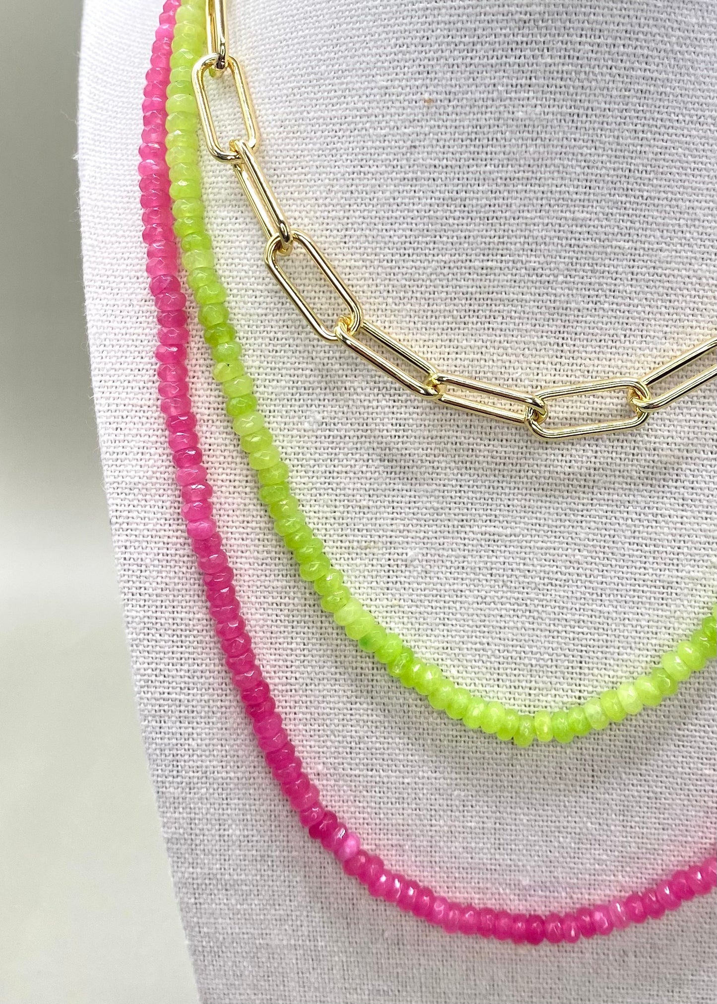 Small Beaded Necklace - Lime
